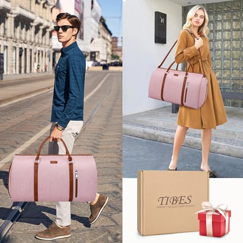 Convertible 2-in-1 Garment Bags for Travel with Waterproof Shoe Compartment - color: Pink