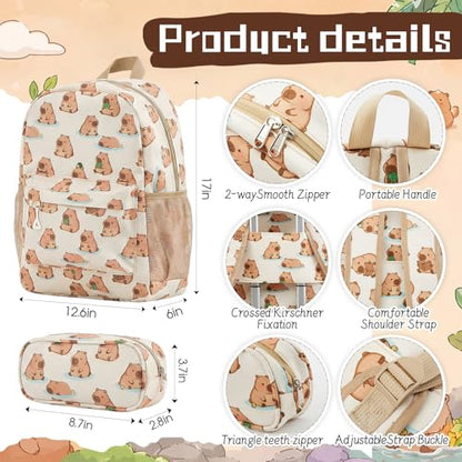 Redbaker 6 Pcs Kids Luggage Set, 18 Inch, Mint Brown Capibara - color: Mint Brown