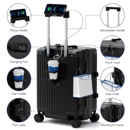Checked Luggage, Zipperless Aluminum Frame Suitcase, Black, 24 in - color: Black, size: 24in
