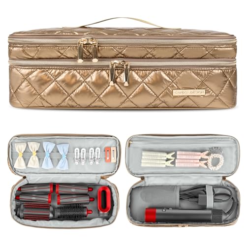Anti-Drop Travel Case for Dyson Airwrap & Shark FlexStyle - color: Gold