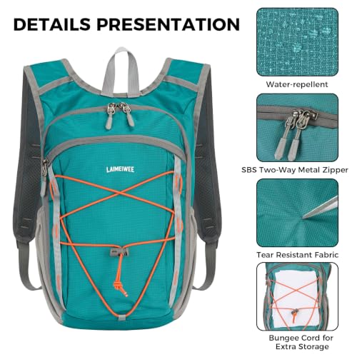 Small Hiking Backpack 13L Lightweight Foldable Travel Daypack for Men Women - color: Teal Blue