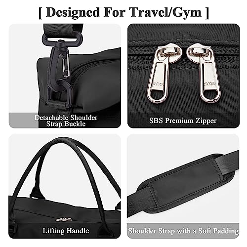 Travel Duffel Bag with Shoes Compartment,Weekender Bags for Women Travel - color: Black, size: Large