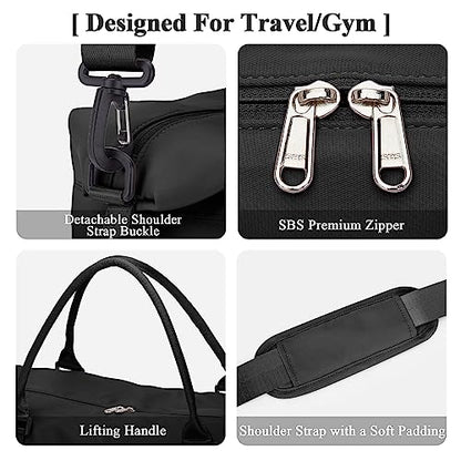 Travel Duffel Bag with Shoes Compartment,Weekender Bags for Women Travel - color: Black, size: Large