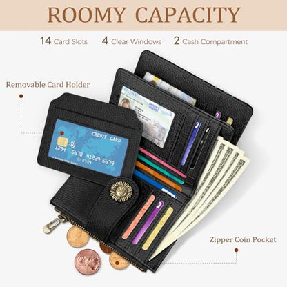 Icycay Goth Gothic Small Wallet Women RFID Blocking Credit Card Holder - color: Goth Skull