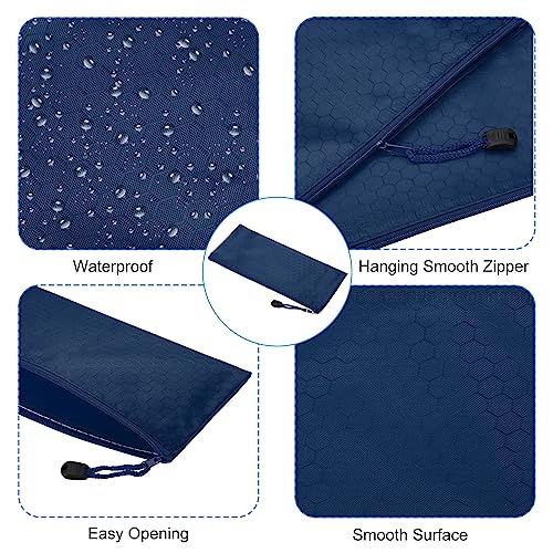 PATIKIL Waterproof Zipper File Bags, 5 Pack A6 Document Holders Pencil Pouch for Office, Dark Blue - color: Navy Blue, size: A6