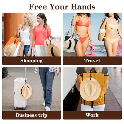 Niveaya Hat Clip for Travel on Bag, Strong Clip Secure Hold, 2 Pack - color: 2pcs Black+brown