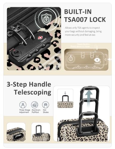 Expandable Carry on Luggage Suitcase with Wheels - color: Cheese Cheetah, size: S(20In Carry-on)