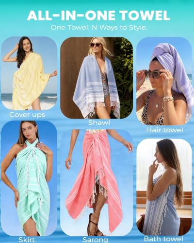 Antfuny Turkish Beach Towels Vacation Essentials Quick Dry Sand Free Soft Extra Large XL Big Blanket Adult Bath Pool Swim Towel Lightweight Thin Sandless Fast Drying No Sand Packable Foldable Blue - color: Thicker Navy, size: 72 x 36 inch