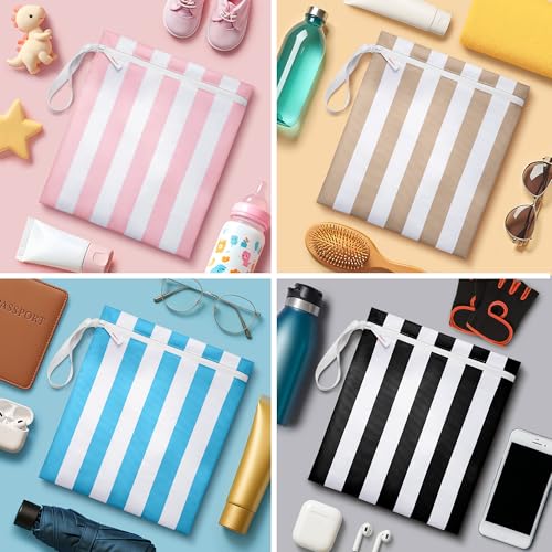 Bodysurf Waterproof Wet Bag for Swimsuit, Travel - Leakproof, Striped Tan - color: Sand - Striped