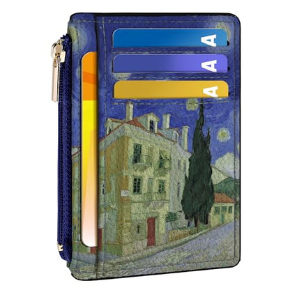 Tipmile Womens Credit Card Holder Wallet, Small Slim RFID Blocking Sleeve - color: Oil Painting