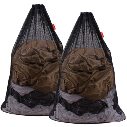 2팩 메시 세탁 가방 61 x 91.4cm(24 x 36인치) 드로스트링 백 블랙 - color: 블랙.