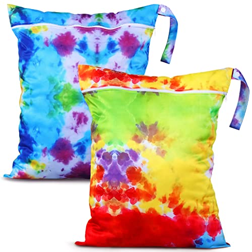 Shappy 2 Pack Wet Dry Bag Travel Laundry Waterproof,Tie Dye Style - style: Tie Dye Style
