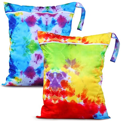 Shappy 2 Pack Wet Dry Bag Travel Laundry Waterproof,Tie Dye Style - style: Tie Dye Style