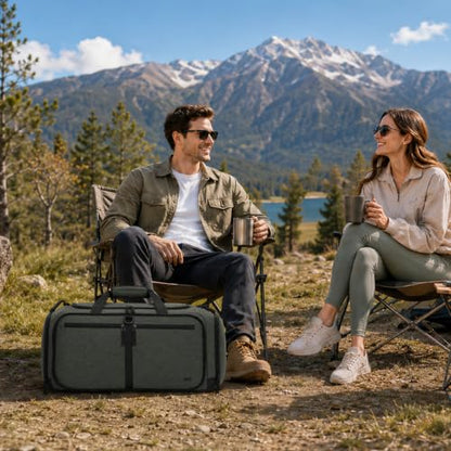 MIER Packable Travel Duffle Bag with Shoe Compartment, 50L, Green Gray - color: Green Gray, size: 50L