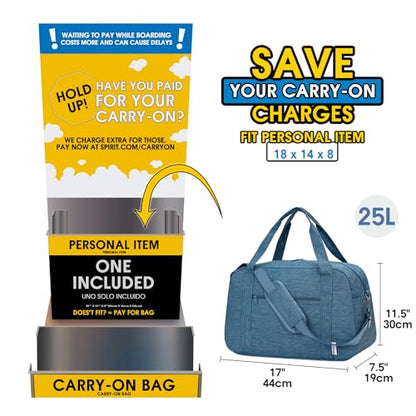 Narwey Carry on Duffle Bag Underseat for Airplane, Personal Item Travel Bag - color: B-Navy Blue, size: Small without laptop compartment