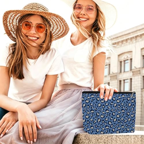 Leopard Print Makeup Bag Cosmetic Bag, Makeup Organizer for Women,Gray Blue - color: Blue Pink Leopard Print 575