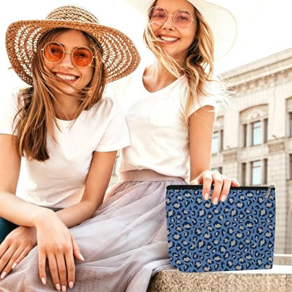 Leopard Print Makeup Bag Cosmetic Bag, Makeup Organizer for Women,Gray Blue - color: Blue Pink Leopard Print 575