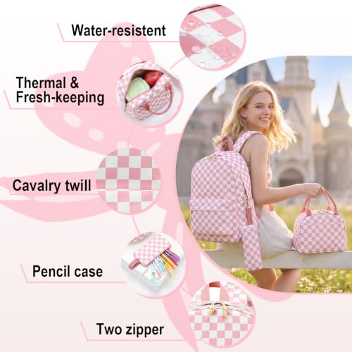 LEDAOU Girls Backpack, Kids School Bookbag, Backpack for Kids and Teens - color: Pink and White