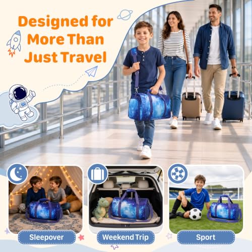Kids Travel Duffle Bag - Weekender Bag for Boys 3-8 Year Olds - color: 02 Blue Sky, size: Medium-25L(Ages 3-8)