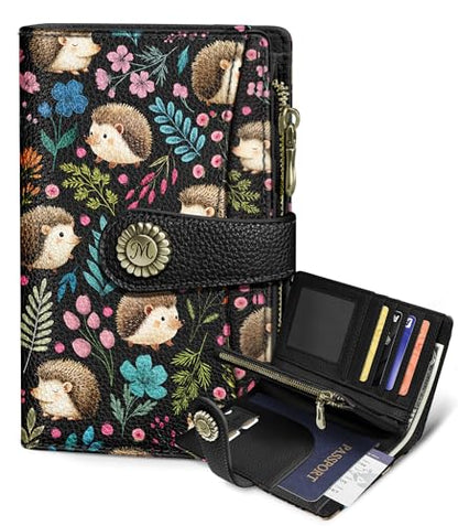 Hedgehog Wallet Women RFID Cute Passport Holder Credit Card Holder - color: Hedgehog