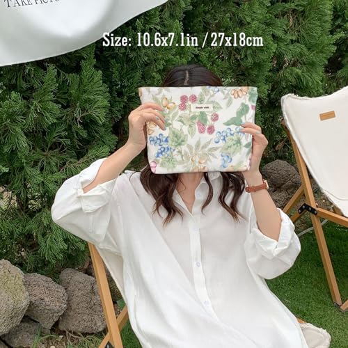 STARDW Aesthetic Floral Makeup Bag Cute Small Cosmetic Bags for Women Girls, Travel Toiletry Bag Large Capacity Zipper Makeup Pouch, Purse Organizer Pouches (Berry) - color: Berry