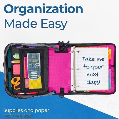 Case-it School Zipper Binder | 3-Inch O-Rings | 600-Sheet | D-146 Magenta - color: H Magenta, size: 1 Pack