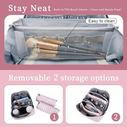 BOYATU Travel Makeup Bag Cosmetic Bags for Women: 3-Piece Makeup Bag Set - color: A-3-Pink