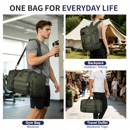 Convertible Duffel Backpack 45L 3 in 1 Insulated Bottom Green - color: Green, size: 45L