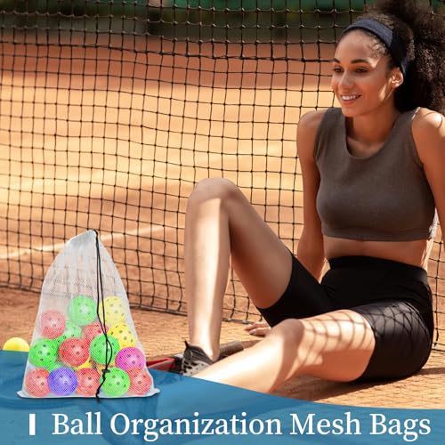 6 Pack Mesh Drawstring Bags with Lock, 14x17 for Gym, Beach, Laundry - color: White