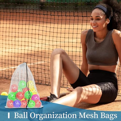 6 Pack Mesh Drawstring Bags with Lock, 14x17 for Gym, Beach, Laundry - color: White