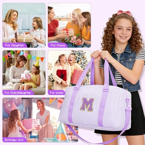 Birthday Gifts for Teen Girls Women, Initial Travel Duffle Bags - color: Purple, style: M