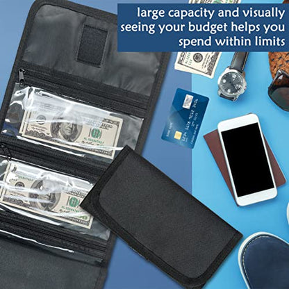 Money Organizer with Zipper,Cash Envelopes Budget Binder - color: Black
