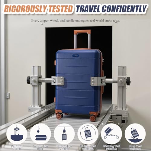 KUNEL Luggage Sets, Lightweight Durable Hardshell, 5 Piece, 20/24/28Inch - color: Blue