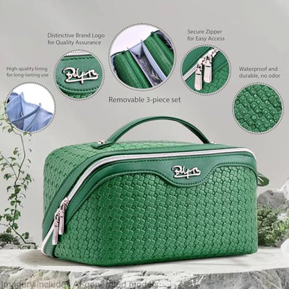 BOYATU Travel Makeup Bag Cosmetic Bags for Women: 3 Pcs Set Make up Bag - color: L38 Green