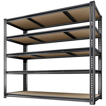 48"W Garage Shelving Heavy Duty ,5 Tier Metal Shelving Unit , 3050LBS,Black - size: 48"W x 72" H x 24" D