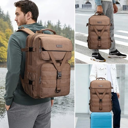 WITZMAN Canvas Travel Backpack for Men Large Laptop Backpack Fits 16 Inch - color: Brown