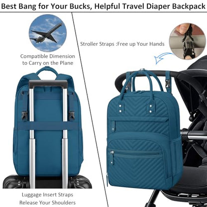 Tenot Diaper Bag Backpack for Women with Insulated Pockets Peacock Blue - color: Peacock Blue, style: Standard