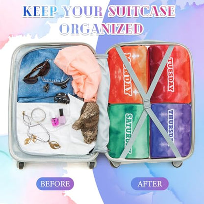 Paterr 7 Pcs Days of Week Packing Cubes for Kids 9 X 7 X 3 Inch Gradient - color: Gradient, size: 9 x 7 x 3 Inch