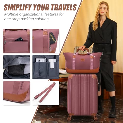 Cosbarn Luggage Sets, Lightweight Durable Hardshell, 5 piece Suitcase Sets - color: CarmineRed