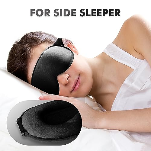Sleep Mask for Men and Women, 3D Blackout Eye Mask for Side Sleepers, Ebony - color: Ebony