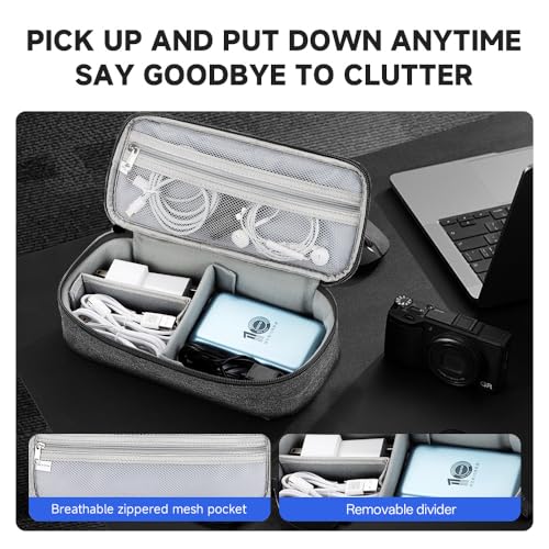 Teskyer Tech Organizer Pouch with Handle, Dark Grey - color: Dark Grey, size: Single Layer