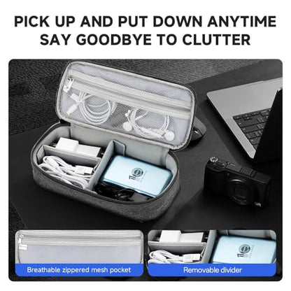 Teskyer Tech Organizer Pouch with Handle, Dark Grey - color: Dark Grey, size: Single Layer