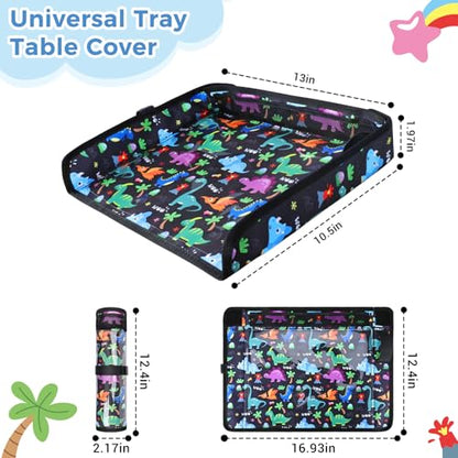 COOLBEBE Airplane Tray Table Cover, Foldable Travel Tray Cover - color: Black Dinosaur