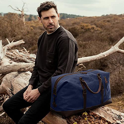 S-ZONE Duffle Bag for Travel Canvas Duffel Bag Carry on Weekender Bag for Men - color: Blue