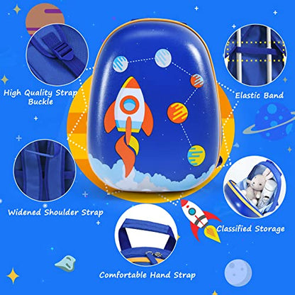 GYMAX Kids Carry On Luggage Set, 12" & 16" 2PCS Rolling Suitcase - color: Rocket & Astronaut