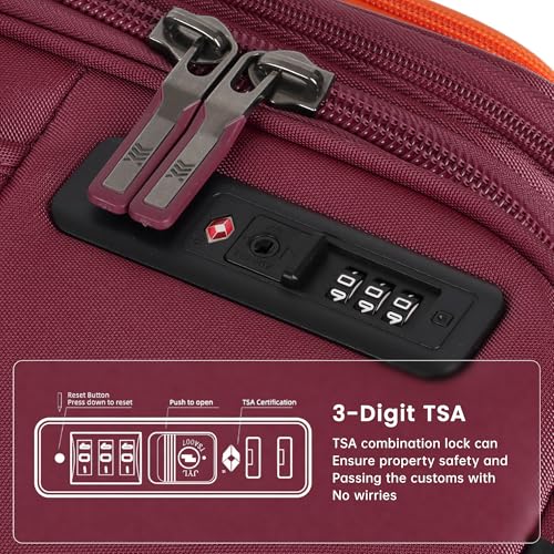 3-Piece Softside Expandable Luggage Set w/Front Open Pocket - color: Burgundy, size: 3-Piece Set (22"/28"/32'')