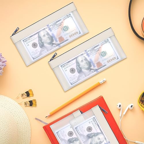 4 Pack Clear Money Envelopes for Cash Money Bag Pouch 7.6x3.7 inch - color: white