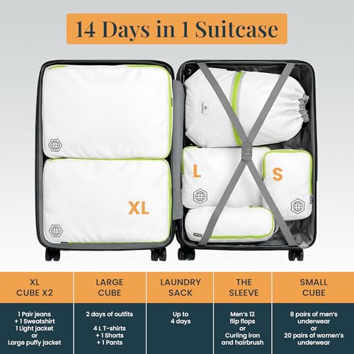 TRIPPED Travel Gear Extra Large Compression Packing Cubes 6-Piece Set - color: White