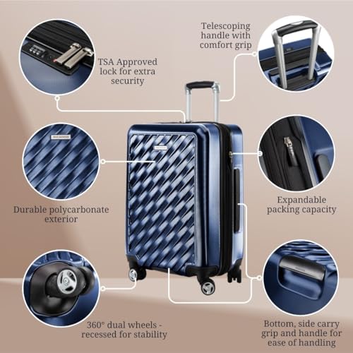 Ricardo Beverly Hills Melrose Hardside Expandable Luggage with Lightweight Construction for Smooth Traveling, Stylish, Durable, and Spacious, Men and Women, Prussian Blue, Check-In Large 29-Inch - color: Prussian Blue, size: Check-In 29-Inch