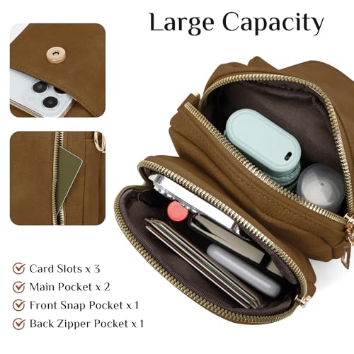 Fashion Small Crossbody Bags for Women Trendy Designer Cell Phone Purses - color: Sandy Brown